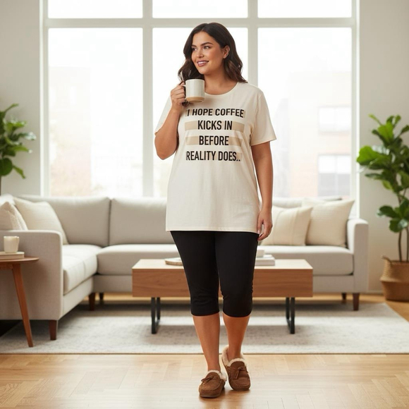 Torrid Everyday Tee Signature Jersey Coffee Reality Beige Womens Plus Size 1X - Picture 2 of 6